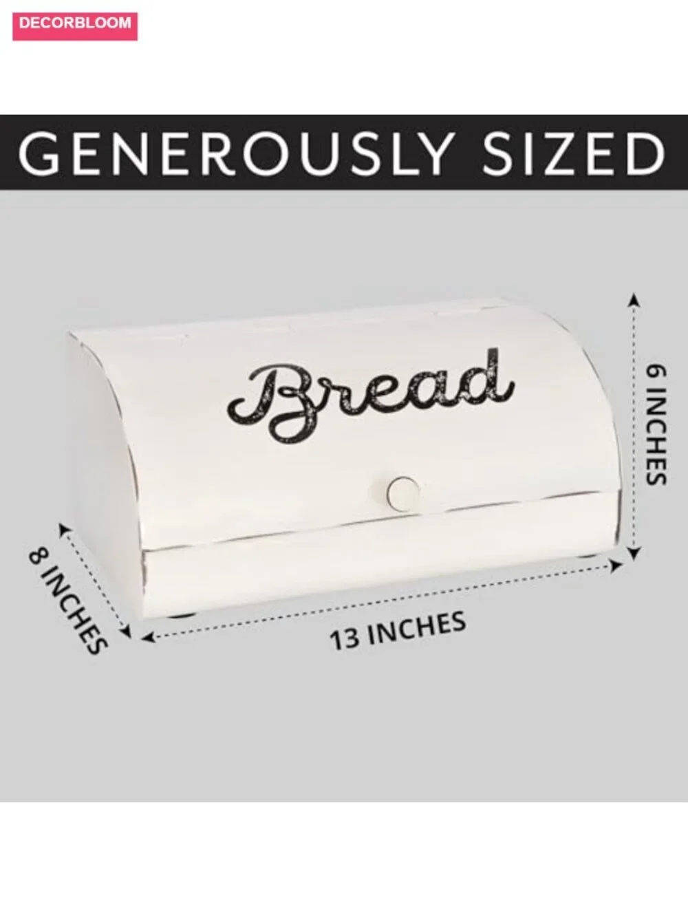 Rustic White Bread Box Farmhouse Vintage Enamelware Countertop Bread Bin